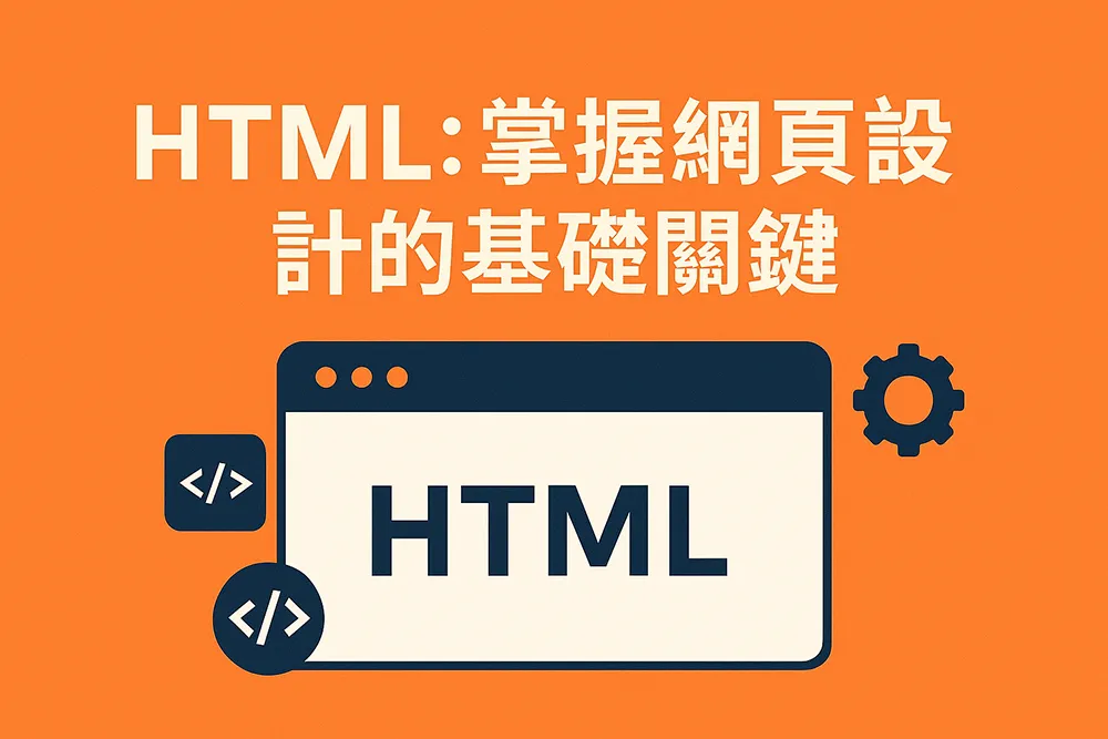 HTML教學圖示，展示掌握網頁設計基礎關鍵的標題與瀏覽器介面插圖