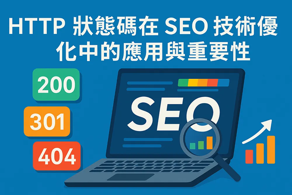 HTTP 狀態碼在 SEO 技術優化中的應用與重要性封面圖,呈現網站狀態碼與搜尋引擎優化的核心概念。